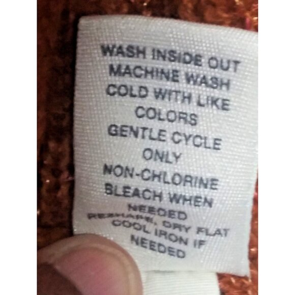 VTG Mudd Cardigan Sweater Open Front Rust color Sz L womens back embroidery cozy - Picture 9 of 9